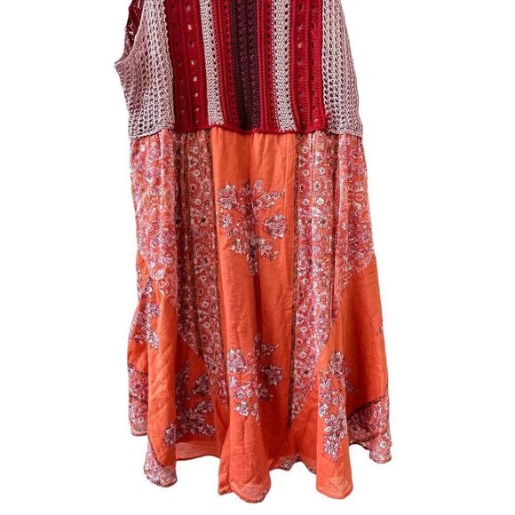 Free People Katies Crochet Sleeveless Mini Dress Women’s Red & Orange Size Small - Picture 5 of 8